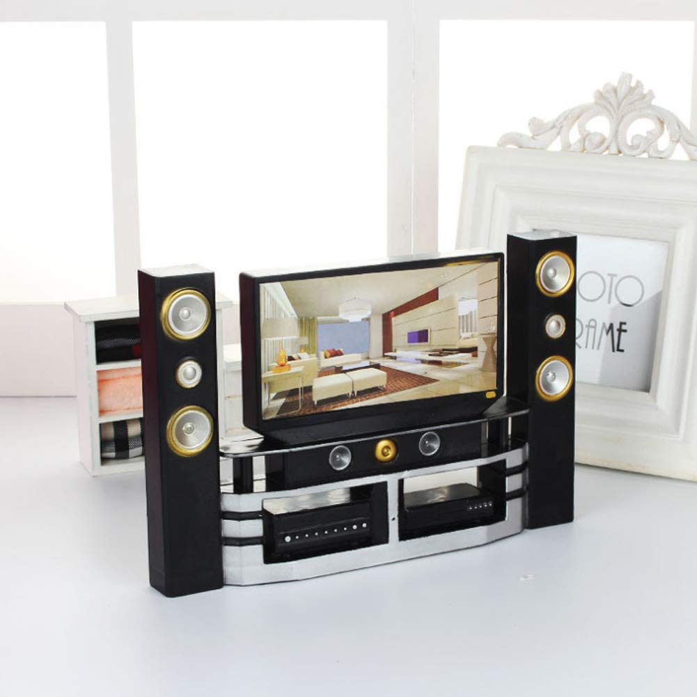 Miniature Television Cabinet Furniture Set for Dollhouse,Plastic,20.5x3x13.7cm,Suitable for 11.5in 30cm Dolls - Image 3