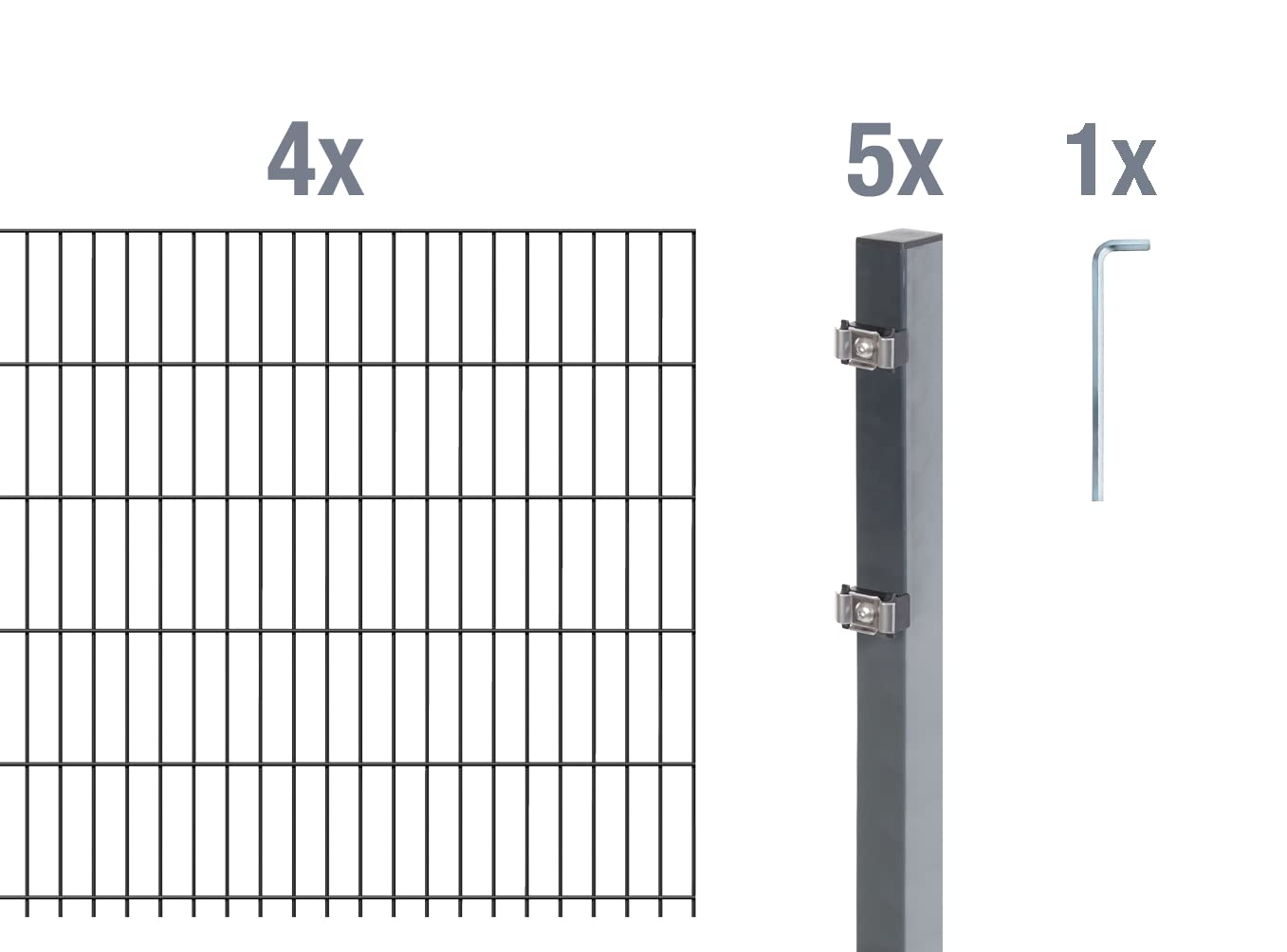 Alberts 650933 Doppelstabmattenzaun als 10 tlg. Zaun-Komplettset | verschiedene Längen und Höhen | kunststoffbeschichtet, anthrazit | Höhe 120 cm | Länge 8 m