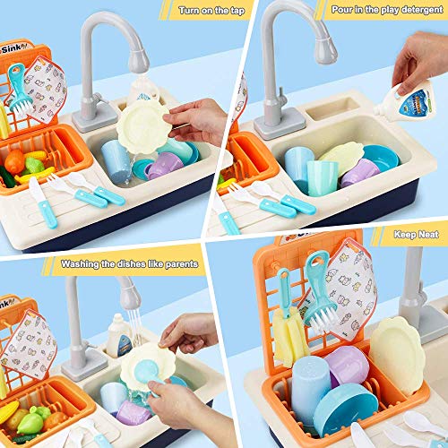Bobxin WD-R42 Play Sink With Running Water, Kids Play Kitchen Toy Sink Electric Dishwasher thumb #3