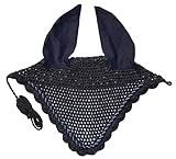 Elegant Horse Ear Bonnet, Fly Veil & Fly Mask â?Superior Fly Protection with Style and Comfort for Every Ride (Navy Blue, Horse/Full)
