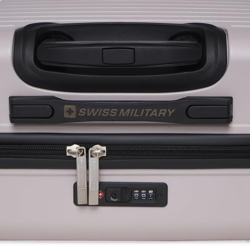 Image of SWISS MILITARY Dapper Overnighter Laptop Trolley 32L Polycarbonate Cabin Luggage with 15.4 Inch Laptop TSA Lock 360 Degree Wheels Utility Organizer Ivory