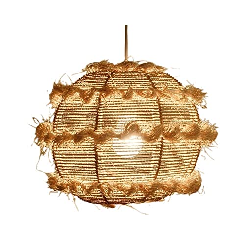 Suspension bois LED tressée avec hauteur réglable pour éclairage de restaurant