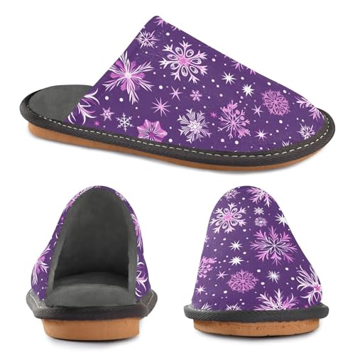 Slippers for Women Beautiful Snowflakes Pattern Soft Winter Warm Shoes Indoor Outdoor Non-Slip House Travel Slippers4