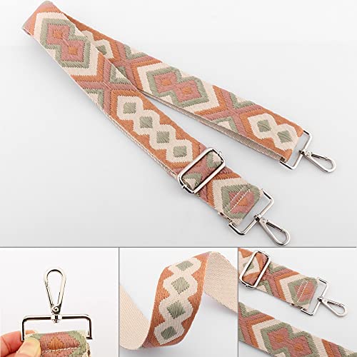 Kiwochy Verstellbarer Breiter Taschengurt - 2' Breiter Schultergurt Trageriemen Umhängegurt Gurt Bunter Leinwand Schultergurt Länge 29,5'-53' für Taschen Handtaschen