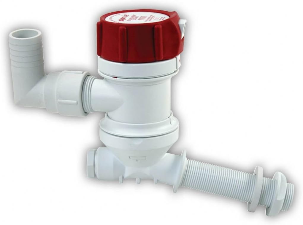 RuleMarine Tournament Livewell Pump (Angled Thru Hull Fitting, 12-Volt)