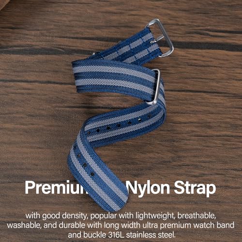 Image of TACTICAL FROG Nylon Watch Band 18mm 19 mm 20mm 22 mm 24 mm, Waterproof Military Watch Straps Replacement for Men Women, With Stainless Steel Buckle