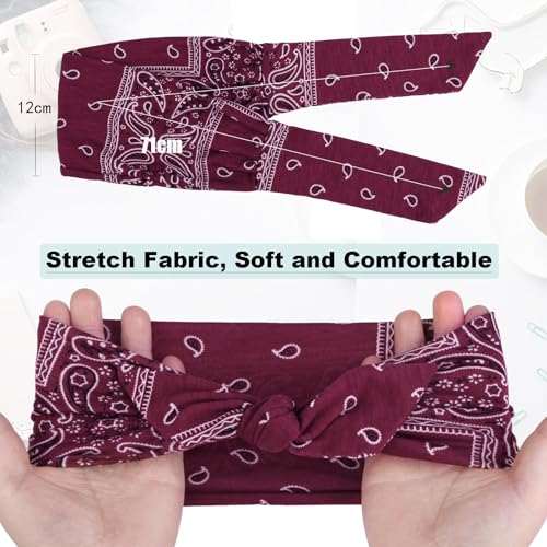 Image of 6 Pieces Knotted Headbands Adjustable Stretchy Women Headbands African Wide Hair Wrap Extra Turban Head Bands for Lady Large Sport Workout Stretch Non-slip Big Hair Bands
