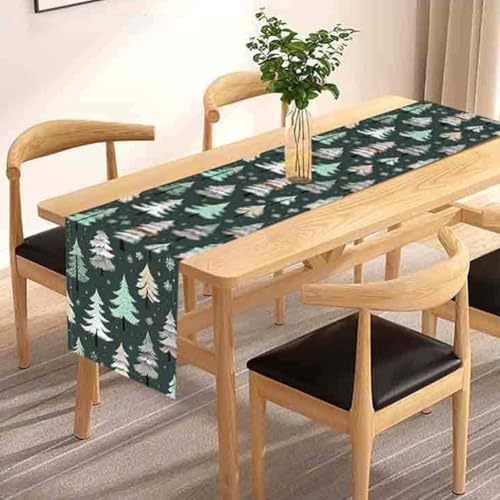 Gettimore Flachs-Tischläufer, 33 x 183 cm, Esszimmer-Dekoration, maschinenwaschbar, grüne Tischdecke für Küchenpartys und Feiertage