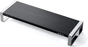 サンワダイレクト モニター台 USB ×3ポート 電源 ×2個口 幅60cm 奥行き20.7cm 耐荷重15kg スチール製 ブラック 1個 100-MR137BK