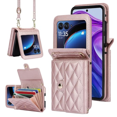 Étui Motorola Razr 2024 Asuwish : Portefeuille RFID et bandoulière intégrée