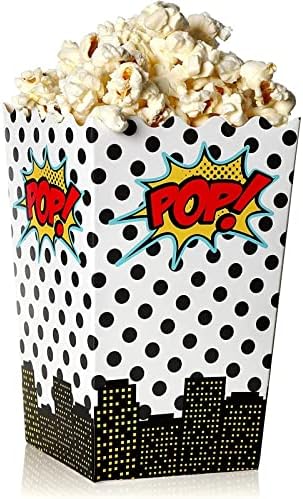 100 Pack Bulk Comic Book-Styled 20oz Mini Popcorn Boxes for Halloween, Movie Nights, Party Supplies (3.3 x 5.6 x 3.3 In)