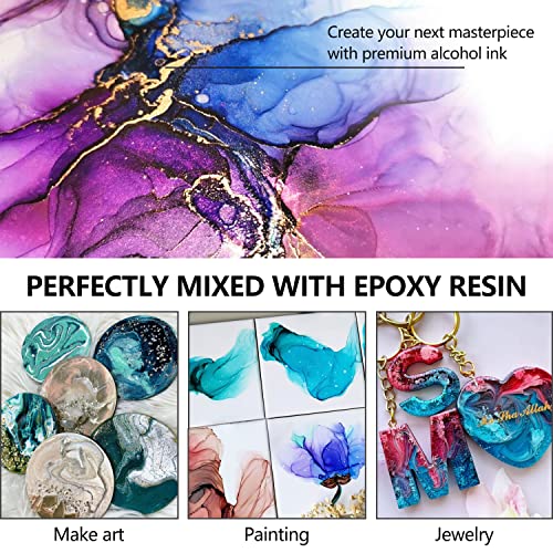 Professional Alcohol Ink Set 30 Colours - Vibrant & Metallic Epoxy Resin Paint, 10ml Each for Resin Art, Tumblers, Jewellery Making, Painting on Ceramic - Image 5