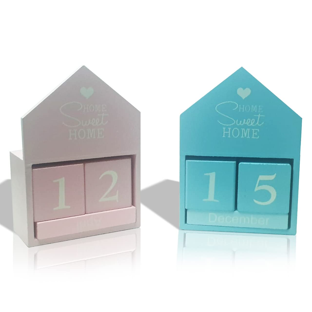 Desk Calendar Perpetual Calendar Desk Wooden Block Calendar for Office Home Decor Calendar Blocks Desk Monthly Wood Cube Desktop Planner Photography Props Calendar + Wood Base Round (Bubble Gum Pink)