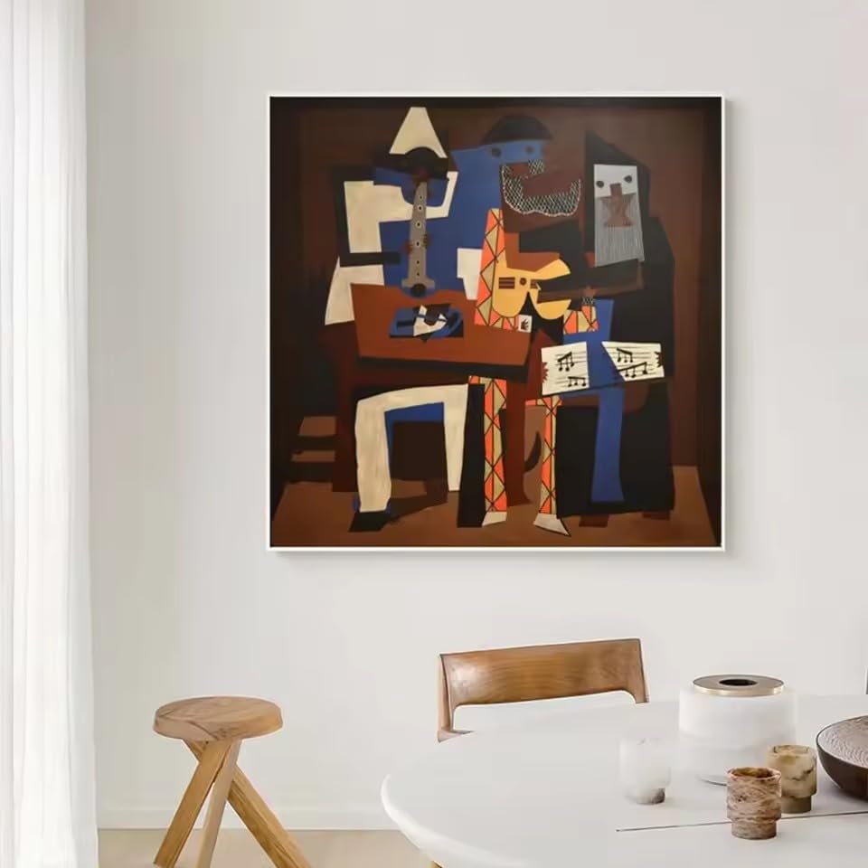 BSIibncV Poster murale astratto con soggetto dei tre famosi musical, ideale per decorare la casa, stampa su tela e soggiorno (80x80 cm/cornice).