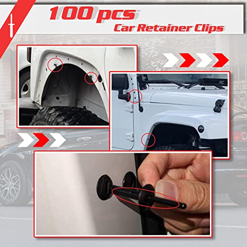 Image of OTUAYAUTO 100PCS Plastic Rivet Clip, Replacement for Jeep Wrangler 07-23, Chrysler 300 99-10, Dodge Avenger 08-14, Nylon Fastener Replace OEM:10184895 6506007AA 6501559 N803862-S