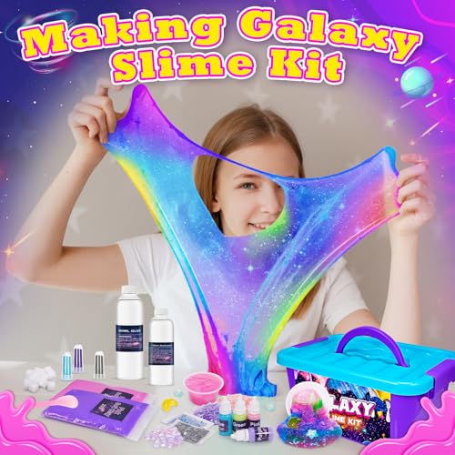 Hapikids Schleim Selber Machen Set, Schleim Kinder Geschenk Mädchen 6 7 8 9 10 11 12 Jahre Galaxy Slime Set zum Selbermachen Junge 6-12 Jahre Geschenkideen DIY Set Kinder Spielzeug Schleimlabor