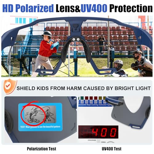 Image of X-TIGER Polarized Kids Sunglasses Youth Baseball Sunglasses UV400 Boys Girls Sports Sun Glasses for Softball Cycling Scooter