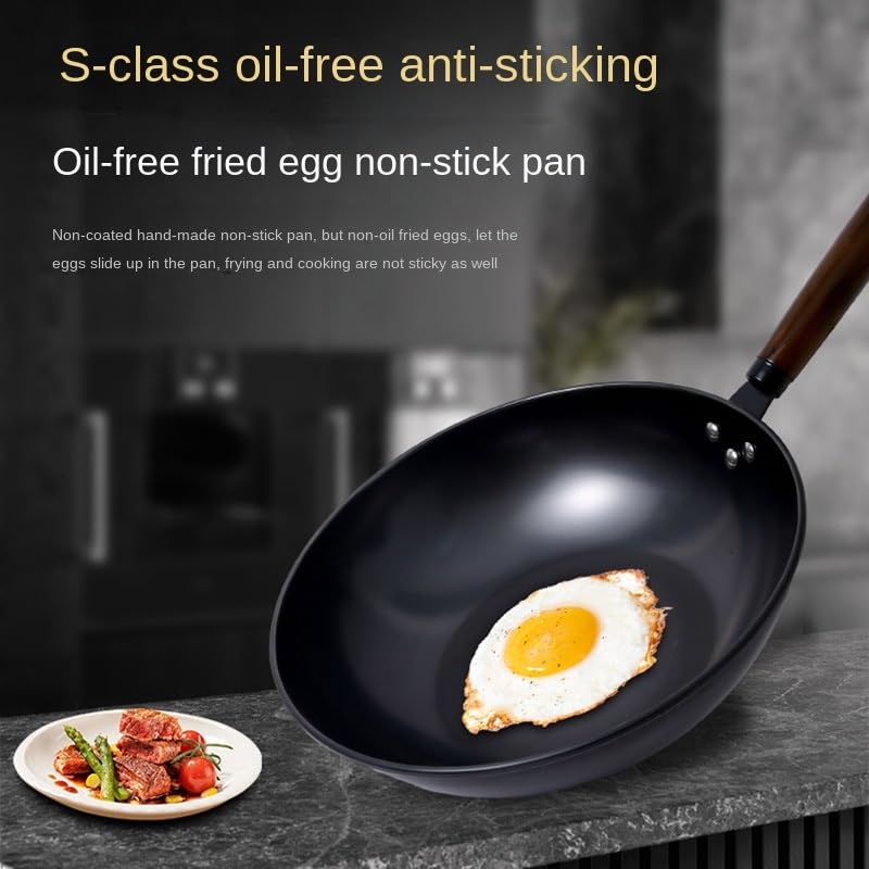 Wok de hierro fino de 13.4 pulgadas con tapa miniatura 3