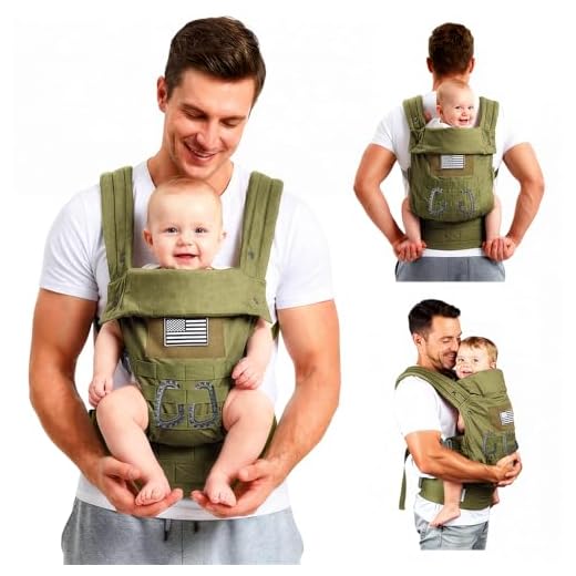 YESYBC Baby Carrier, Lumbar Support Infant Carrier (0-36M, 8-33 lbs) with Foldable Headrest Carabiners for Big and Tall Parents, Men, Women (Green)