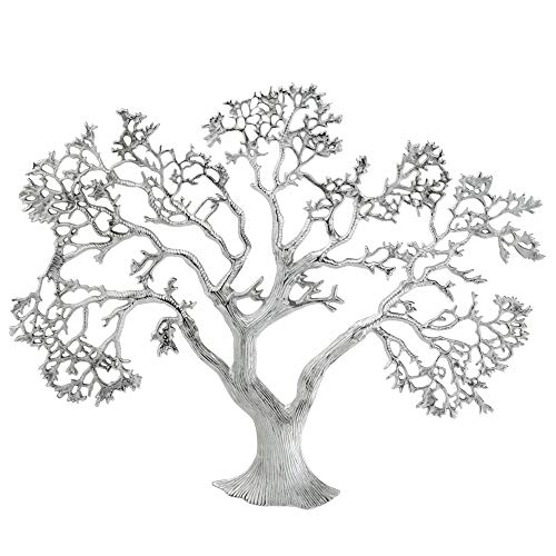 Modern Day Accents Arbol Banyan Tree, Wall Art, Aluminum, Rough Silver, Branches, Sculpture, Bedroom, House, Living Room, Office, Nature, Leaves, 27.5" X 1" X 22" #TOP19