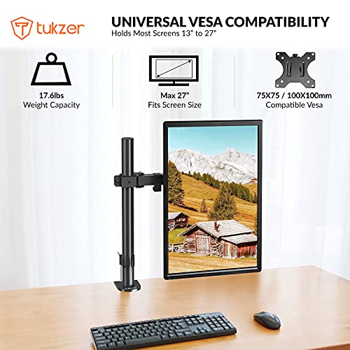 Tukzer-Single-13-to-27-inch33-to-685cm-LCD-Monitor-Desk-Mount-Stand-Height-Adjustable-Arm-Mount-Fully-Adjustable-Tilt-ArticulatingHolds-1-Screen-Stand-Steel-TZ-T19