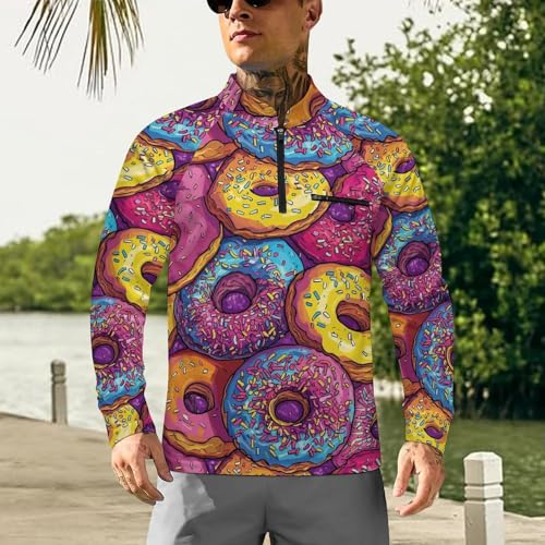 Olorful Sweet Donuts Men's Sun Protection Shirts UV SPF UPF 50+ Long Sleeve Rash Guard Lightweight2
