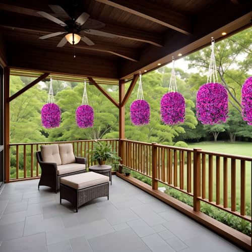 Artificial-Hanging-Flowers-Fake-Plants-Baskets-for-Outdoors-Spring-Decoration-4-PCS-Fuchsia-Long-Faux-Silk-Violet-Vines-Realistic-UV-Resistant-Look-Real-for-Front-Door-Porch-Patio-Balacony Artificial Hanging Flowers Fake Plants Baskets for Outdoors Spring Decoration 4 PCS Fuchsia Long Faux Silk Violet Vines Realistic UV Resistant Look Real for Front Door Porch Patio Balacony