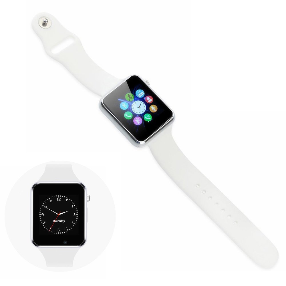 wanhuixingSmart Watch, Bluetooth Smart Watch & Appareil photo Lecteur de musique, Android Samsung HTC Sony LG Huawei Smartphone (Blanc)