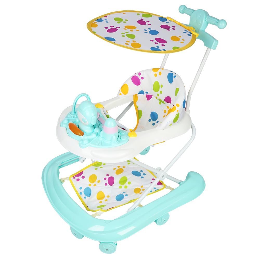 Andador de bebé plegable, 5 en 1 Andador plegable para bebé, youpala, fácil de plegar, andador multifunción, diseño anticolisión, luces y música, 6 meses y más, hasta 12 kg, 62 x 68 x 36-81 cm, verde