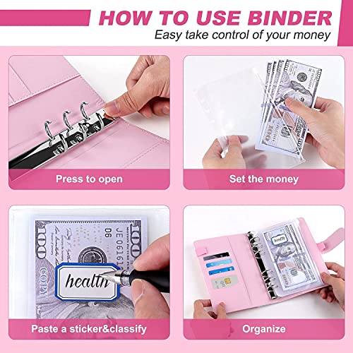 Cuaderno de cuero A6 organizador de dinero con etiquetas autoadhesivas JFDBGU 6