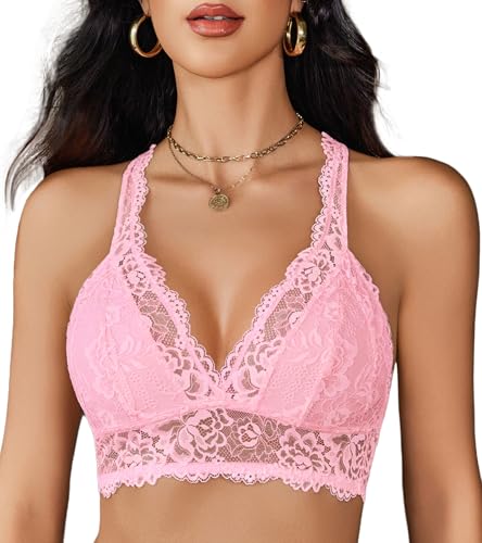 Image of Avidlove Lace Bralettes for Women Wireless Unpadded Bras Racerback Cami Tops Basic Sexy Strappy Everyday Lingerie