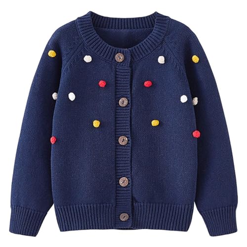 Baby Girls Knit Cardigan Crochet Ribbed Button Sweaters Soft Warm Long Sleeve Round Neck Coats Casual Fall Tops