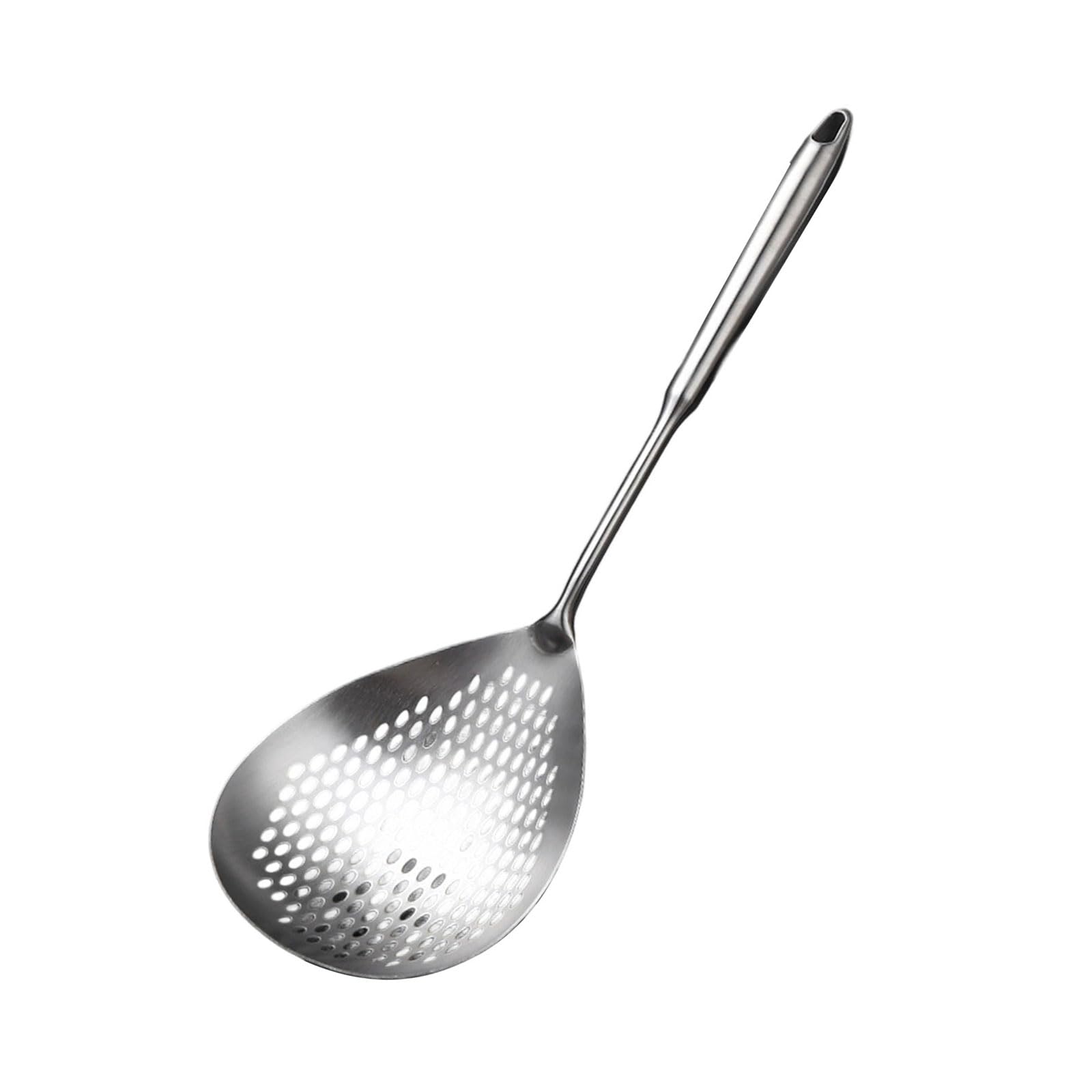 Buxuaaaa Stainless Steel Strainer Ladle for Vegetable Broth Ergonomic Handle Skimmer Household Slotted Spoon Kitchen Utensils