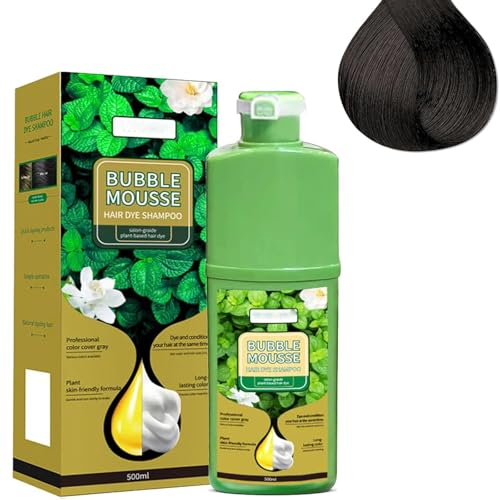 Tinte de cabello de espuma a base de plantas de larga duración, crema para colorear para el cabello de burbujas veganas, tinte de burbujas, color de espuma fácil cobertura y cuidado (Dark Brown)