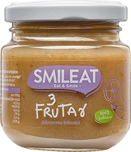 Smileat , Potito Tres Frutas Ecológico - Paquete de 12 x 130 gr - Total: 1560 gr