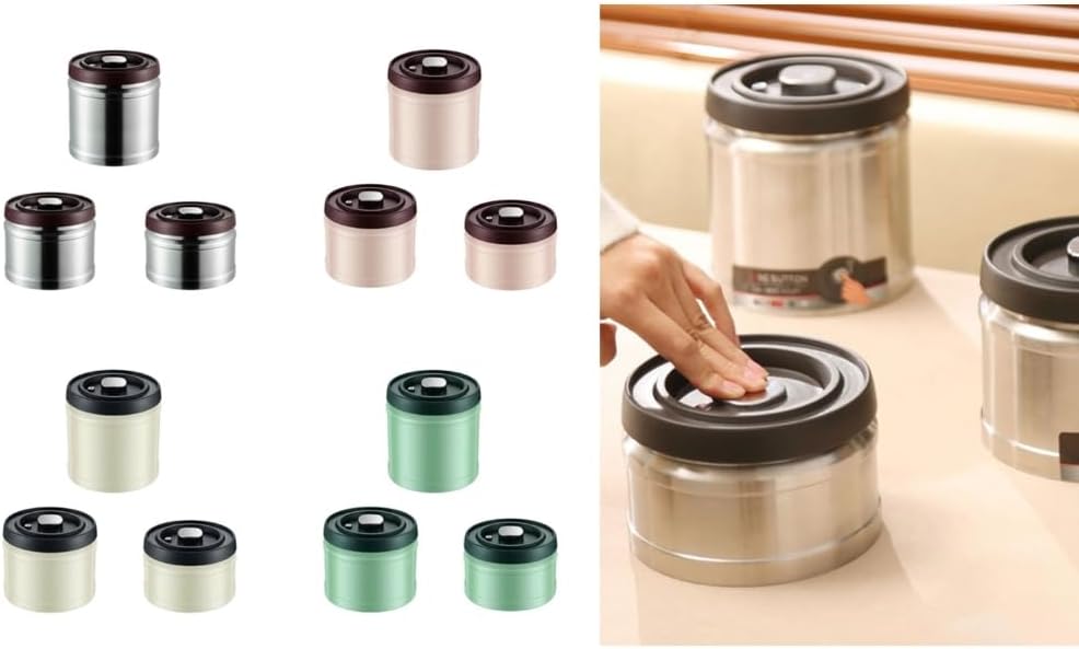 Stainless Steel Airtight Coffee Container Storage Canister Sealed Jar Food Organizer Kitchen Vacuum Box Bean Cans Decor