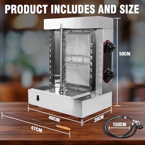 Innovative 2-Brenner Shawarma Grillmaschine - Profi Rotisserie für Kebabs, Gyros & Tacos Al Pastor - Inklusive 10 Premium Edelstahl Spieße – Bild 5