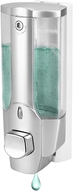 ORANGEHOME 300ml Soap Dispenser Wall Mount Single-Head Manual Hand Liquid Shampoo Shower Gel Dispenser Lotion Container for Office