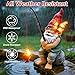Solar Garden Gnome Statues, Outdoor Fishing Gnome with Butterfly Solar Lights Waterproof, Birthday Gifts for Mom Women Mother's Day, Garden Figurines for Yard Decor Patio Porch Lawn Ornaments