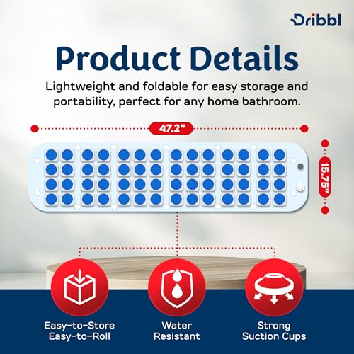 Dribbl Electric Bubble Massage Bathtub Mat – Non-Slip Full-Body Waterproof Hot Tub Spa Mat for Bath with Heater, Motorized Air Pump, and Remote Control, 6-Speed Adjustable Massage, Blue