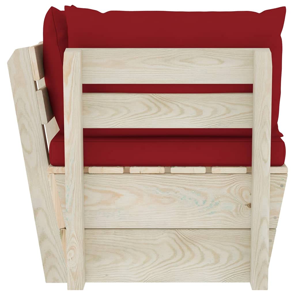 vidaXL Abeto Impregnado Sofá de Esquina de Palets de Jardín Cojines Asiento Silla Sala de Estar Salón Terraza Patio Exterior Estable Balcón Seccional