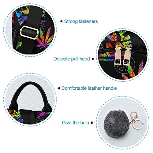 Image of ALAZA Rainbow Peace Love Sign Gesture Backpack Purse for Women Anti Theft Fashion Back Pack Shoulder Bag