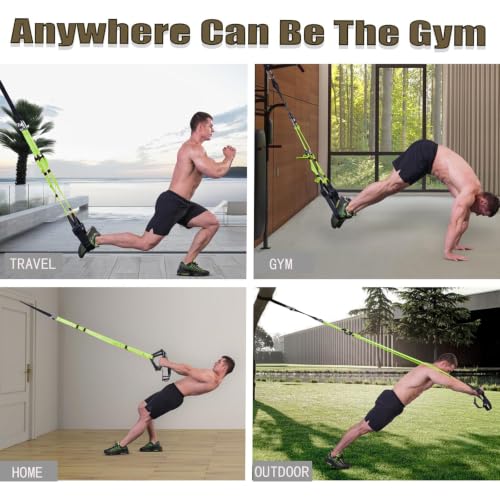 Image of Bodyweight Resistance Training Straps, Home Gym Fitness Trainer kit | Multi-Color Selection, Full-Body Workout with Main Exercise Straps, Door Anchor,Extension Strap, Carrying Bag, Fitness Guide