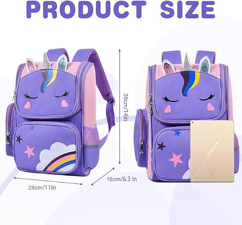 Miniatura 3 de Aucuu Mochila Niña, Mochila Escolar Niña Infantil Escolar, Mochila Infantil De Gran Capacidad, Mochila Unicornio Niña Con Espalda Acolchada Y Cintas Ajustables, , Para Primaria, Guardería, 36 28 16cm