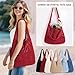 Sightor Crochet Tote Bag, Mesh Beach Bag Knit Summer Hobo Bag Vacation Boho Tote Bag for Women (Hollow out Red)