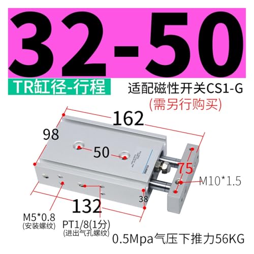 Vérin pneumatique double TR32 anti-rotation à double tige