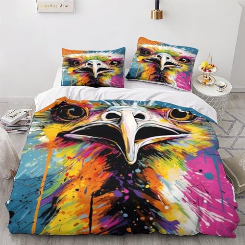 Parures de lit avec taies d'oreiller autruche 3D polyester - 4