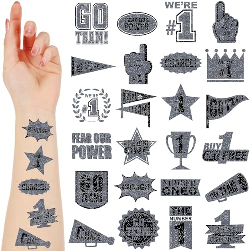 Landhoow Gray 240 Pcs School Spirit Tattoos Football Spirit Item