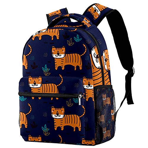 Sac à dos de voyage bleu marine tigre daypack enfant avec porte-bouteille