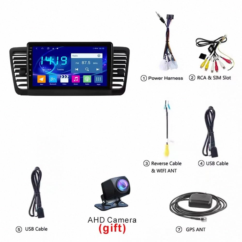 Radio Macchina Touch Screen per Subaru Legacy Outback 2004-2009 Wireless Carplay Android Auto Stereo Auto Bluetooth Ips con Pantalla Táctil con Gps, 4 Nucleo 2G+32G
